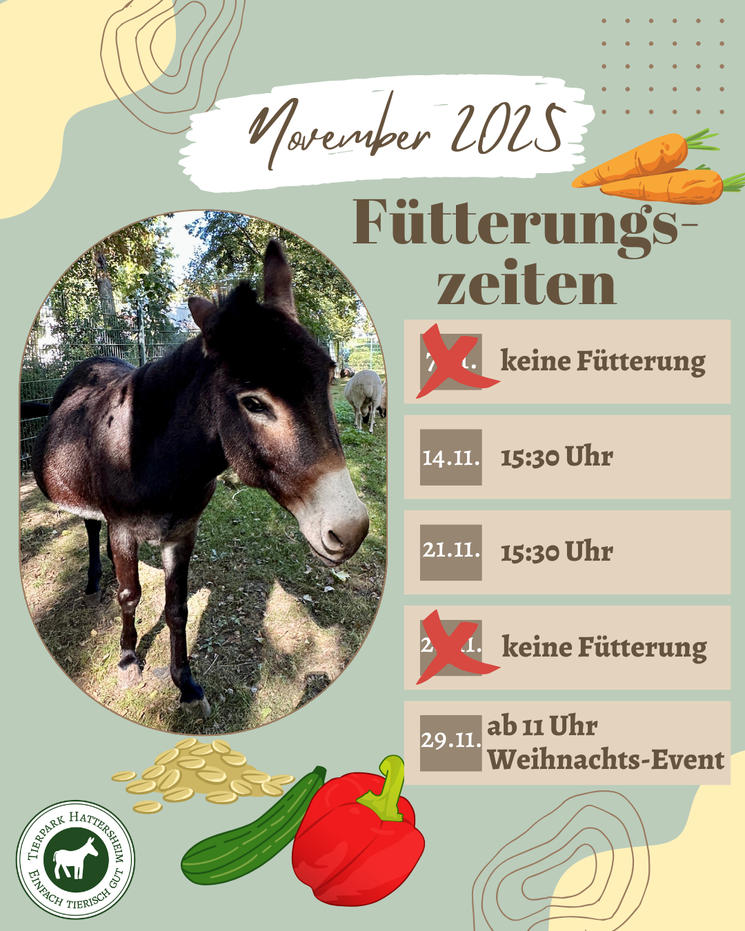 Fütterungszeiten Oktober 2023