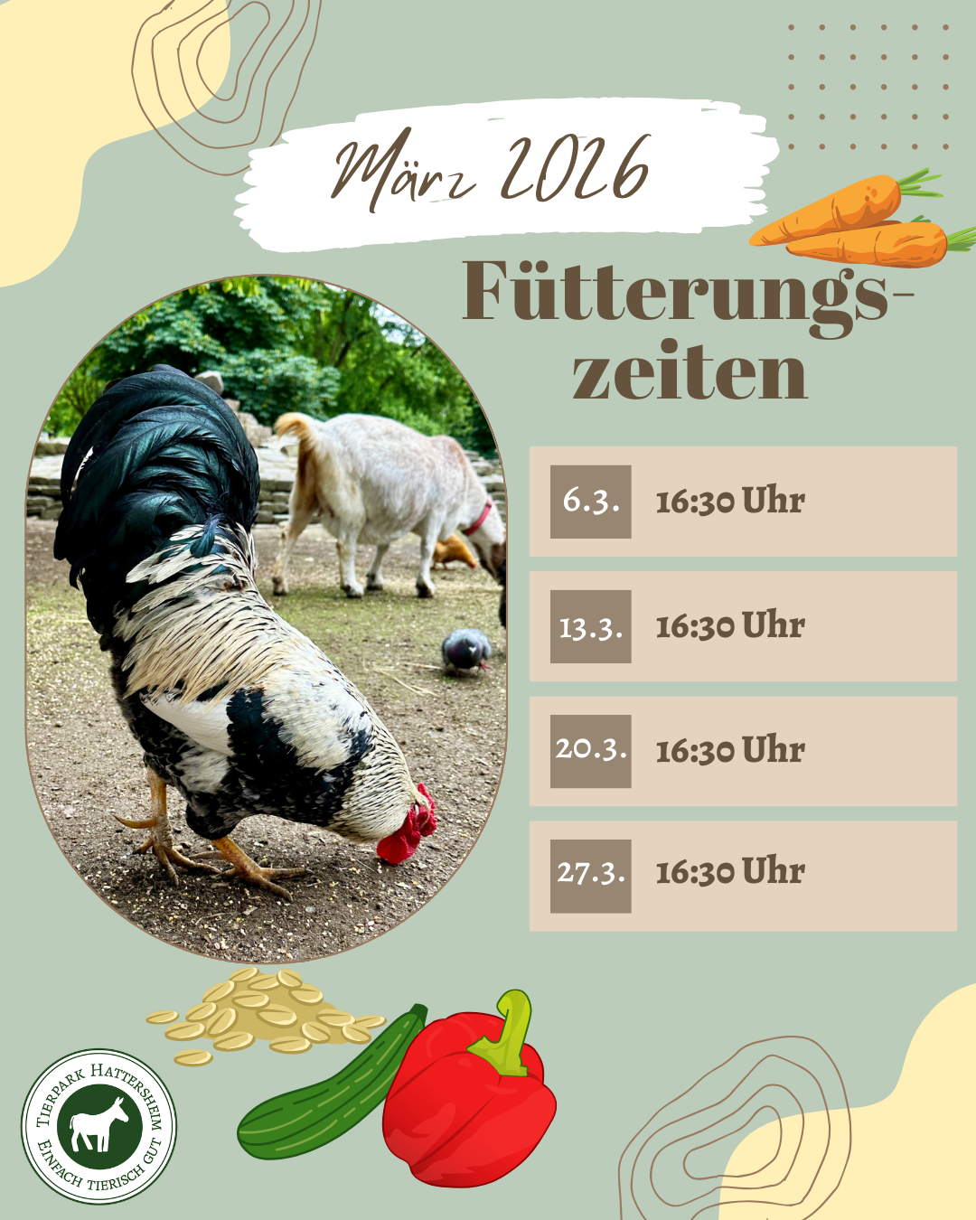 Fütterungszeiten Oktober 2023